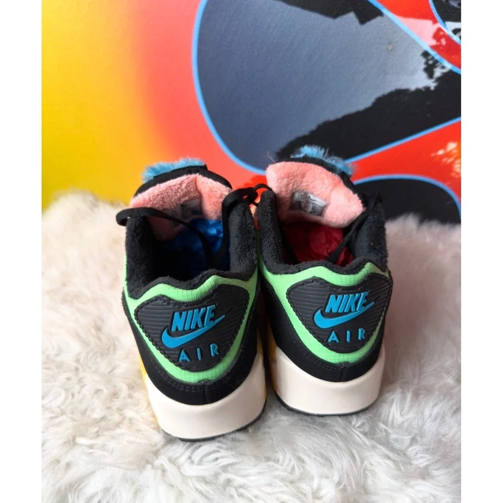Nike Air Max 90 Fur Atomic Pink Black Multi Color CT1891-600 Womens 7.5